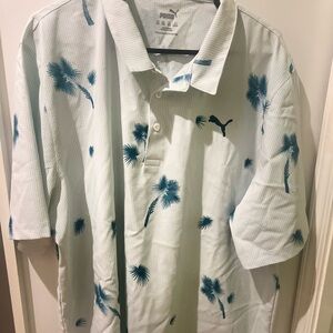 Puma Men's Tropical Blue and White Polo
